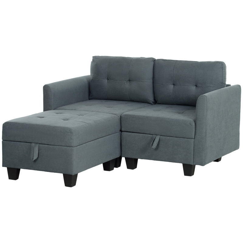 Dark Grey 'L' Shape Modular Storage Sofa for Stylish Living Room Organisation