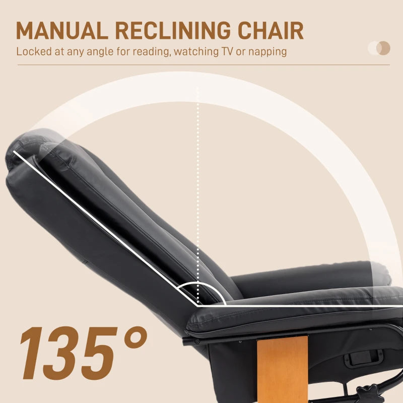 Stylish Black Faux Leather Recliner Chair for Ultimate Comfort and Relaxation