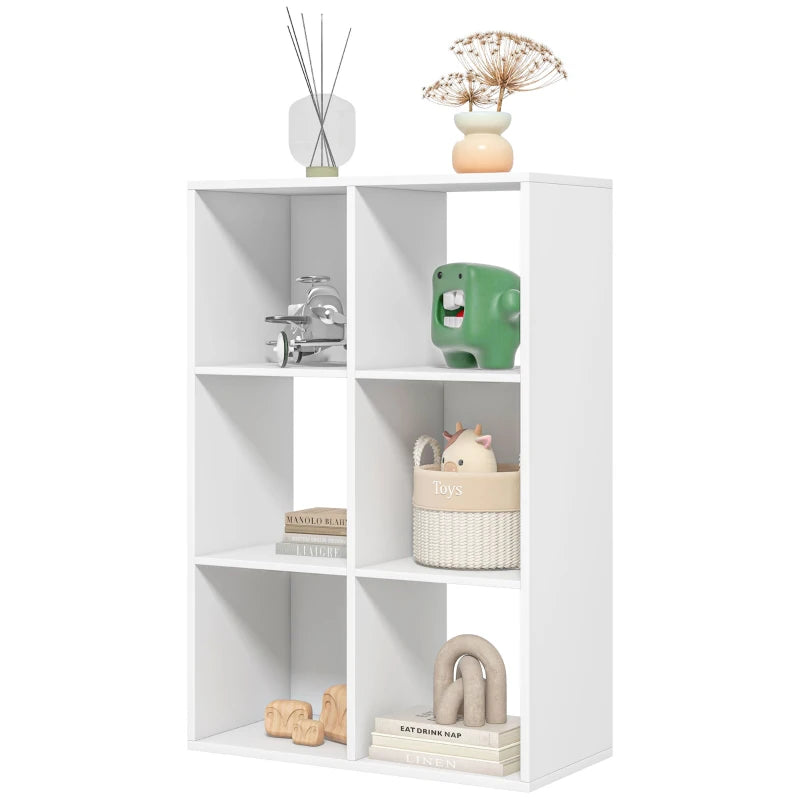 Modern 6-Cube Bookshelf in White - Stylish Storage Solution for Home, Office, or Kids' Room - Versatile Organizer
