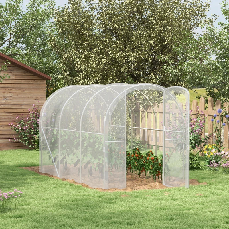 Green Walk-in Polytunnel Greenhouse, 3x2m, Clear PE Cover