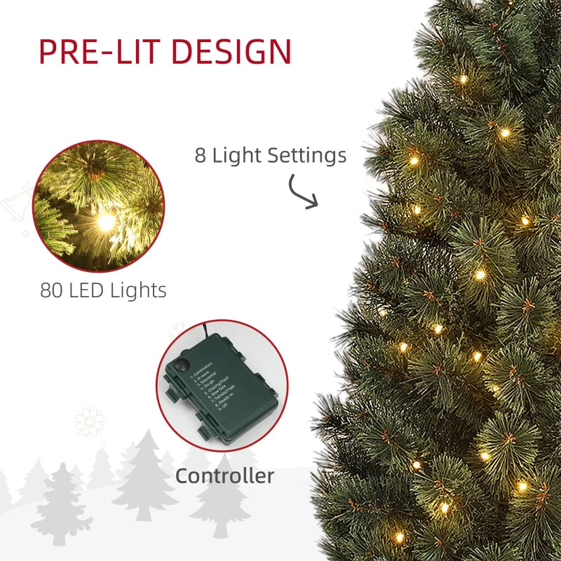 4ft Realistic Artificial Christmas Tree with 80 Warm White LED Lights & Remote - 8 Modes, Perfect for Holiday Decor