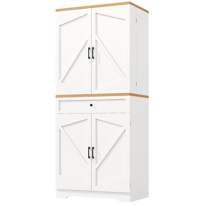 Tall Kitchen Sideboard with Double-Door Cabinets - Maximized Storage & Anti-Tip Safety for Dining Room - 80x40x180 cm, White