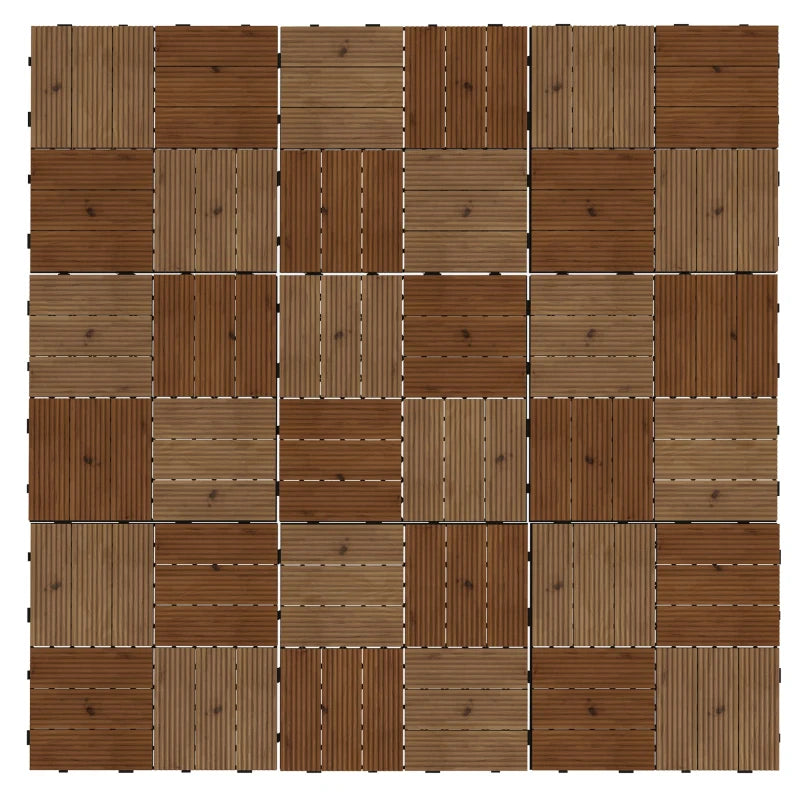 9 Piece Brown Wooden Decking Tiles