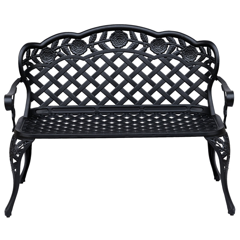 Black Cast Aluminium Garden Bench - 107x58x85 cm