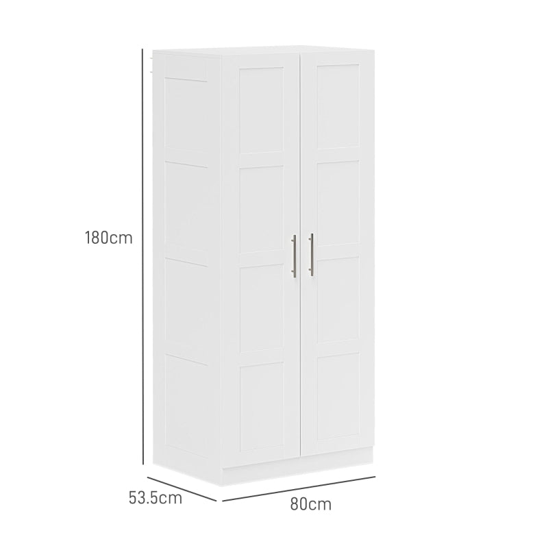 Double Paneled Door Wardrobe with Shelves Stylish White Storage Solution for Bedrooms