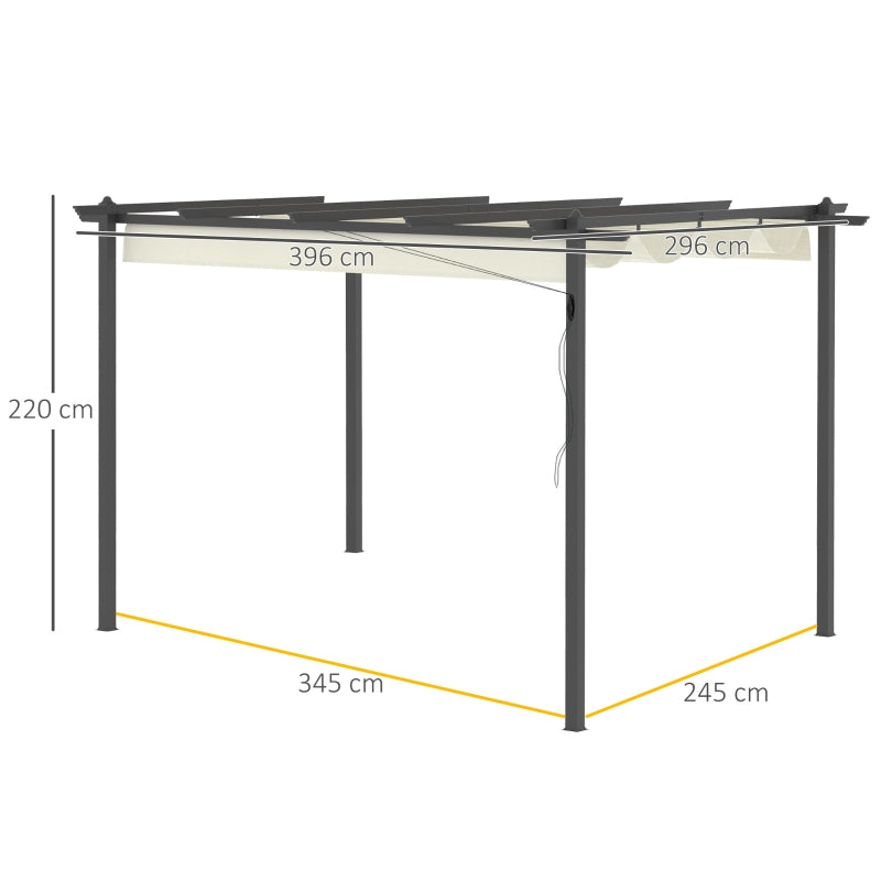 4m x 3m Metal Pergola - Dark Grey Frame With Beige Cloth