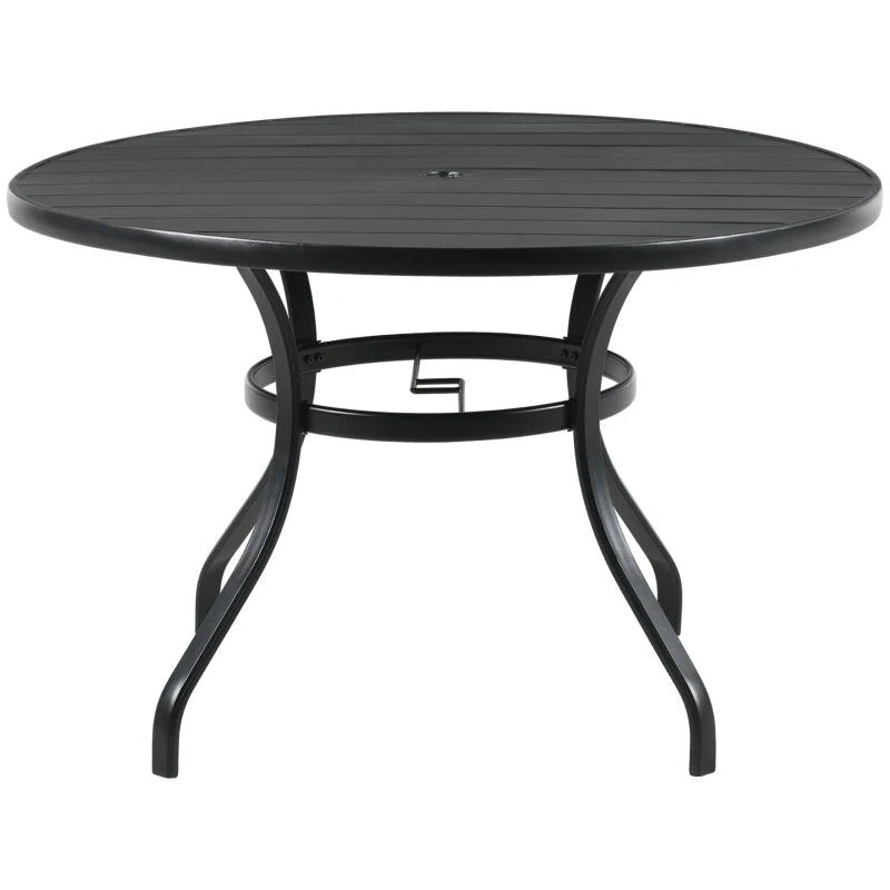 Black Round Outdoor Dining Table for Four with Parasol Hole