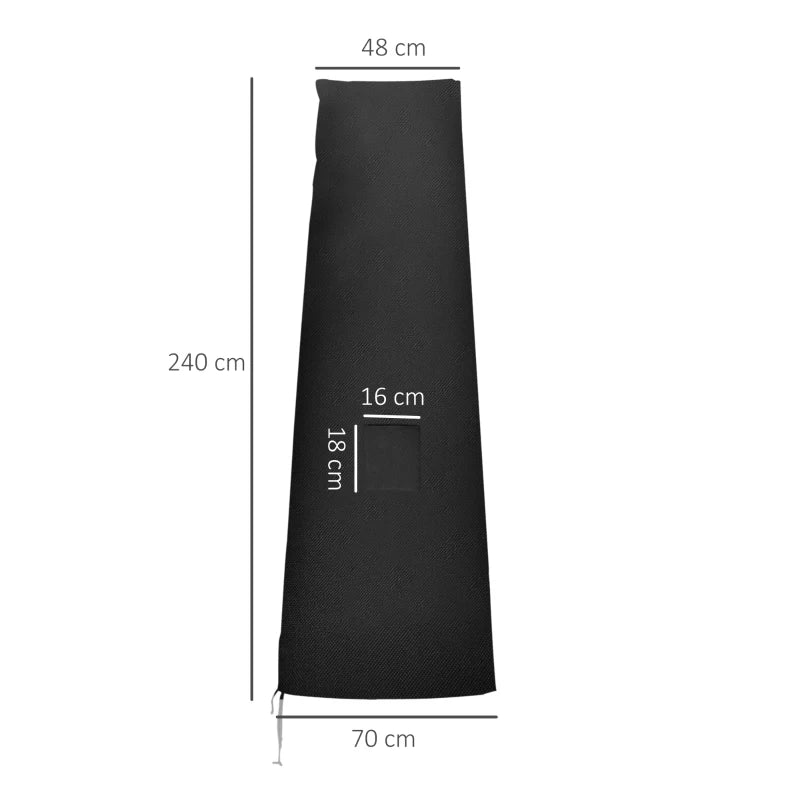 Waterproof Garden Parasol Cover - Black 200 x 50/80 cm