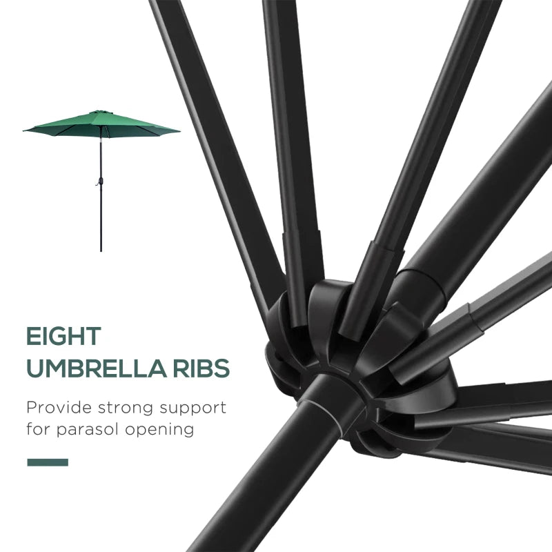 Green Tilted Garden Umbrella with Crank Handle - Outdoor Sun Shade