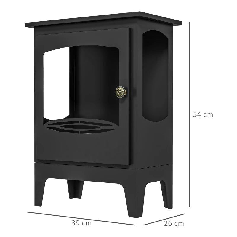 Freestanding Bioethanol Fireplace with Stainless Steel Snuffer 1.2L Tank Indoor Use Black