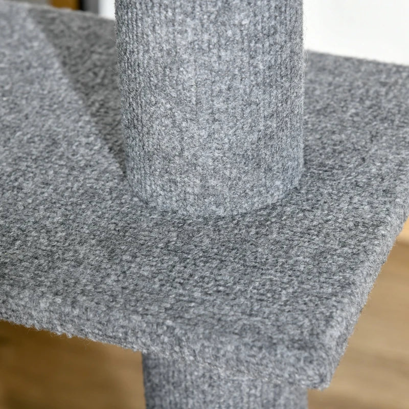 260cm Indoor Cat Tree with 3 Platforms - Grey Floor to Ceiling Activity Centre for Cats