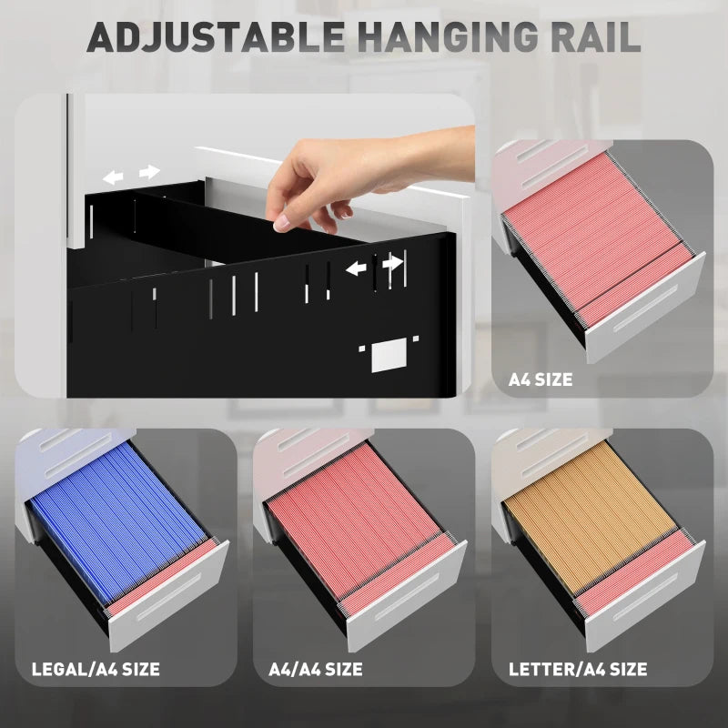 Vinsetto White Three-Drawer Steel Filing Cabinet - Modern Office Storage Solution for Organizing Documents and Files