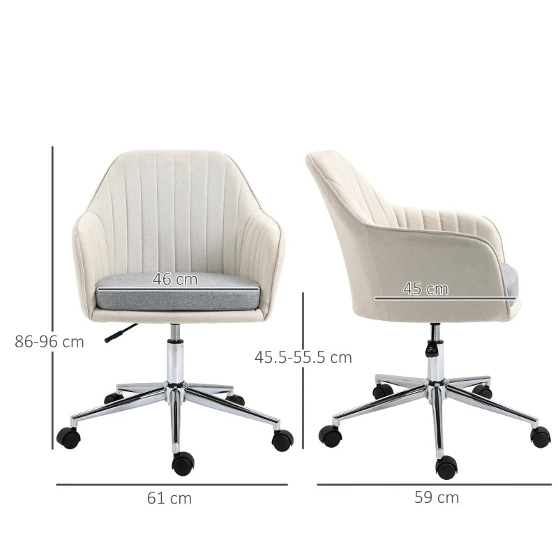 Vinsetto Beige Home Office Chair - Comfortable Swivel Desk Chair with Golden Base, Stylish Vanity Chair for Teens & Adults