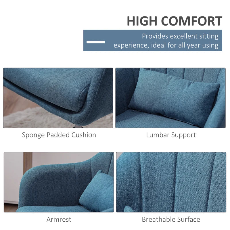 Contemporary Swivel Linen Fabric Accent Chair with Adjustable Height and Lumbar Support for Living Room or Office