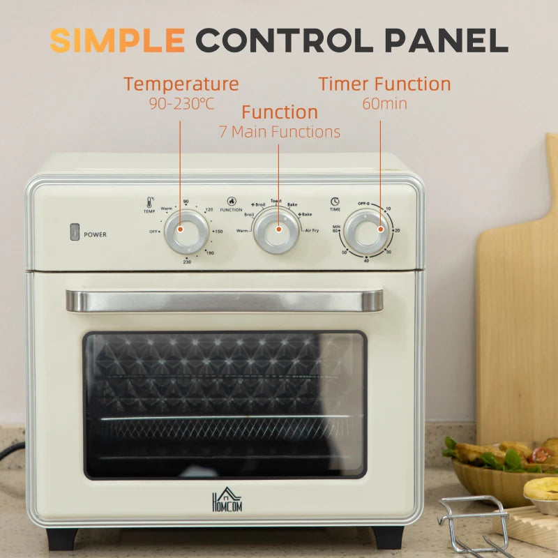 20L 90-230 Mini Electric Oven - Cream | Compact Kitchen Appliance for Baking, Toasting & Cooking | Energy Efficient