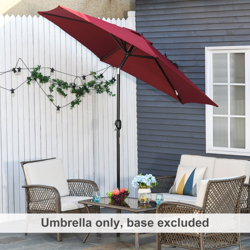 Red 2.7M Tilt Crank Garden Parasol Umbrella