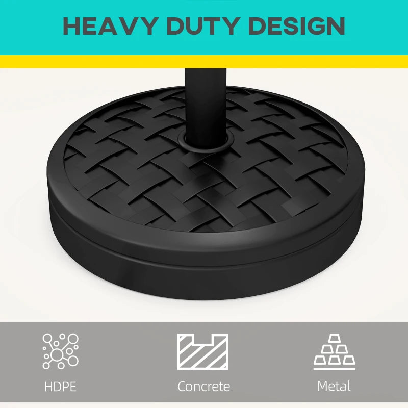 Rattan Effect Concrete Umbrella Base - 18kg, 45cm Dia, Heavy Duty