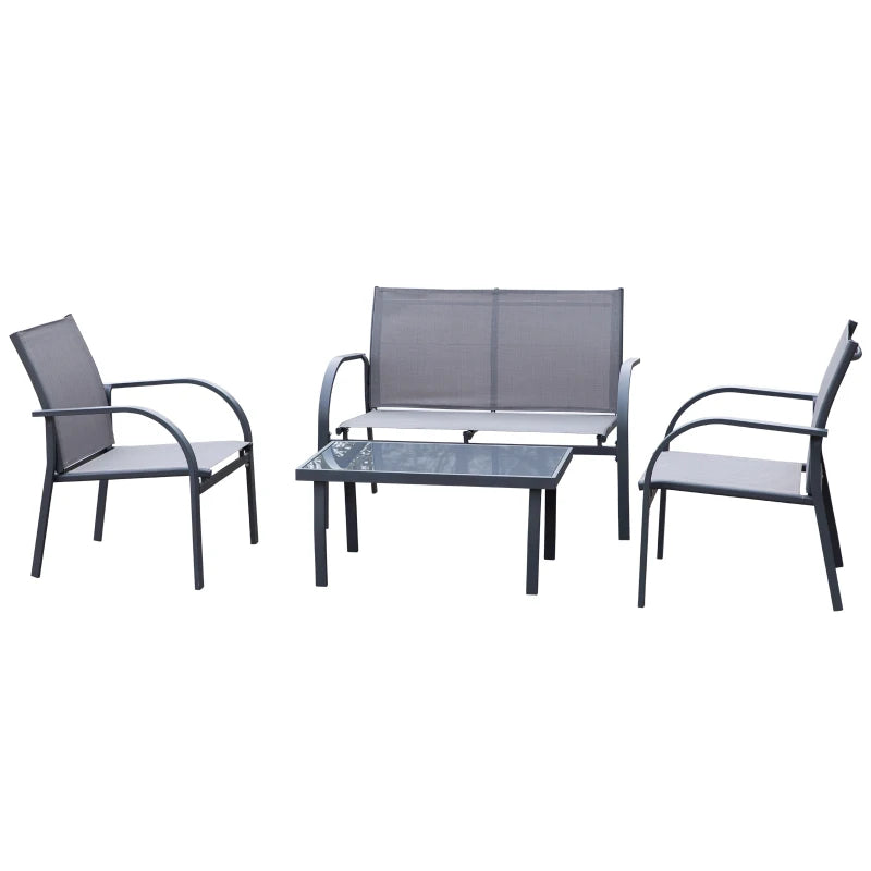 Four-Piece Minimalist Garden Patio Set in Stylish Grey for Outdoor Relaxation