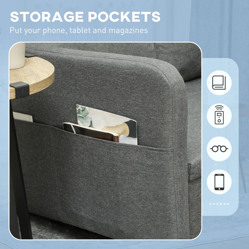 Grey Two-Seater Pull-Out Sofa Bed for Compact Living Spaces