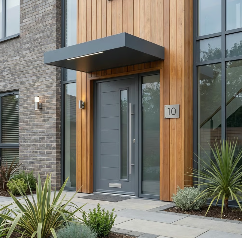 160x90cm Aluminium Canopy With LED Light Strip - Anthracite Grey