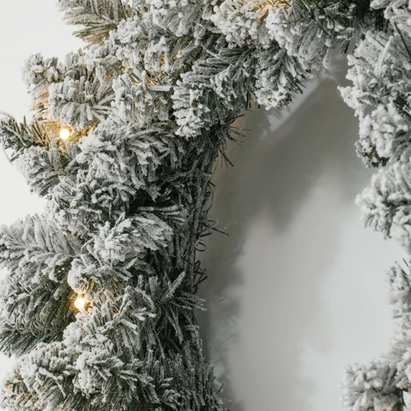 60" Snowy Pine Cone & Berry Christmas Wreath with LED Lights - Festive Holiday Decor for Home & Office