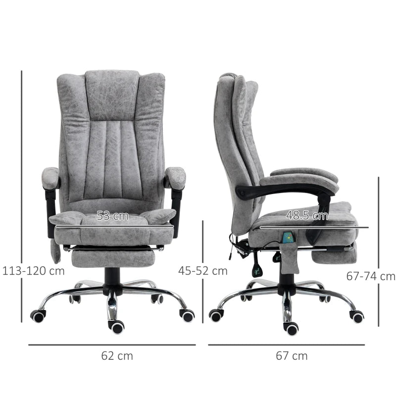 Vinsetto 6-Point Vibrating Massage Office Chair with Heat - Breathable Faux Leather, High Back, Adjustable Height, Grey