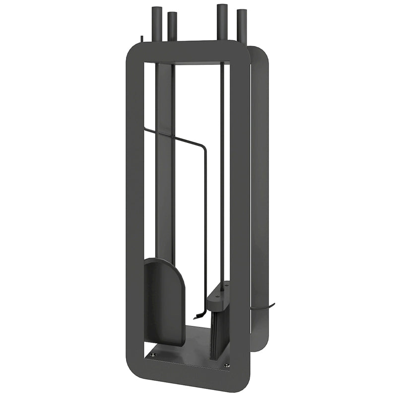 5-Piece Black Fireplace Companion Set - Metal Accessories with Brush, Shovel, Poker, Tongs & Stand for Cozy Fireside