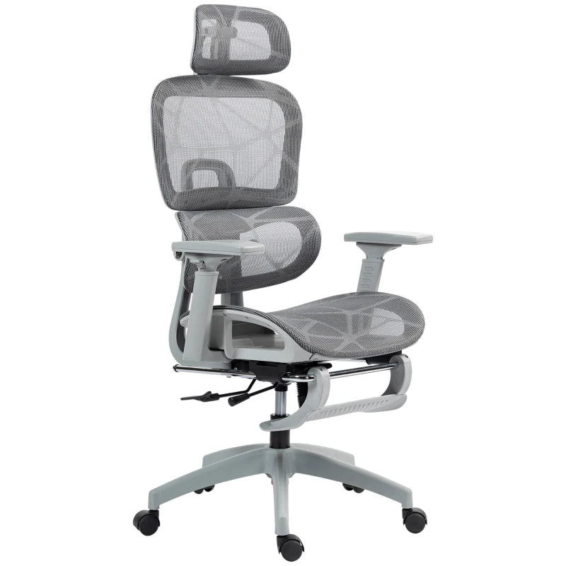 Ergonomic Multi-Adjustable Grey Mesh Office Chair for Ultimate Comfort and Support - Perfect for Home and Office Use