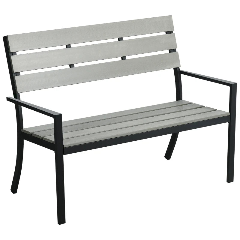 Grey Steel Frame 2 Seater Outdoor Garden Bench