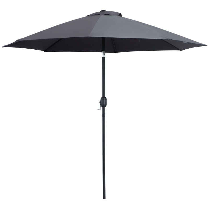 Charcoal Grey 2.7M Tilting Garden Parasol Umbrella with Glass Fibre Ribs