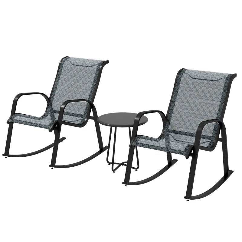 3-Piece Outdoor Rocking Armchair Set, Mixed Grey
