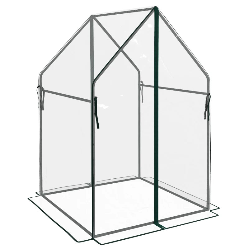 Clear Portable Mini Greenhouse with 2 Zipped Doors, 90x90x145cm