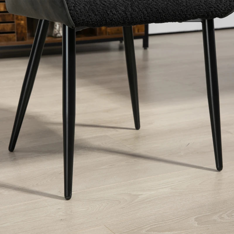 Stylish Upholstered Accent Chair with Foot Pads, Chenille Fabric Front and PU Back for Living Room or Bedroom