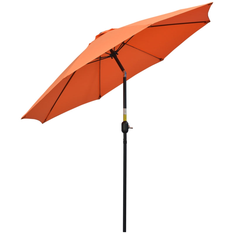 Orange 2.6M Patio Sun Umbrella with Tilt Shade and Crank