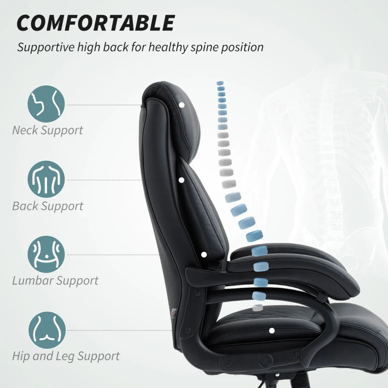 Ergonomic Executive Office Chair with Spring Padding in Black