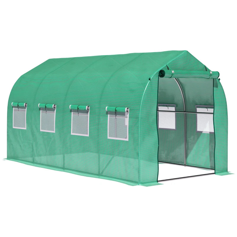 Green Walk-In Garden Greenhouse with Windows and Door (4x2m)