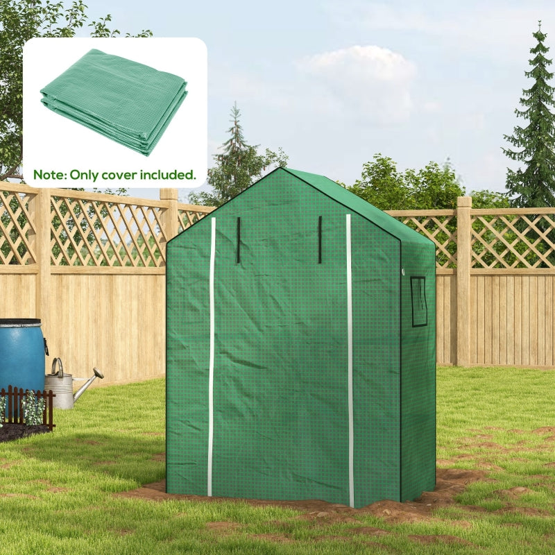 Greenhouse Cover Replacement with Roll-up Door and Windows, 140 x 73 x 190cm, Green