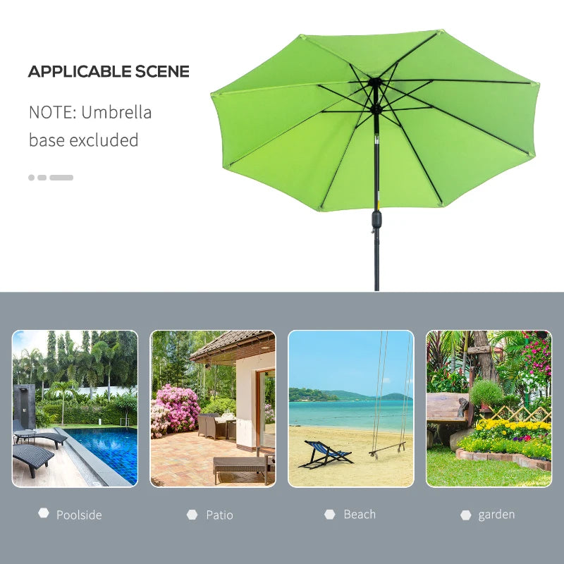 Green Tilting Garden Parasol Umbrella with Fibreglass Ribs