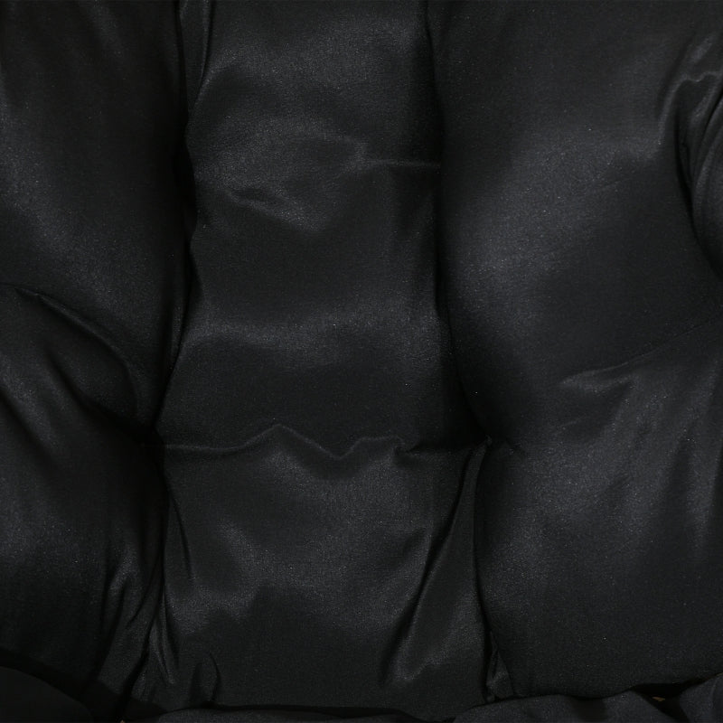 Sand/Black Rattan Egg Chair with Padded Cushion