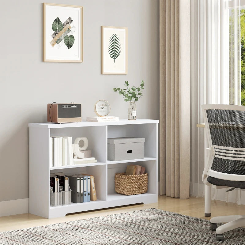 Stylish 2-Tier Wooden Cube Bookcase - Freestanding Open Storage Shelving Unit for Home Office & Living Room, White, 118x29x76cm