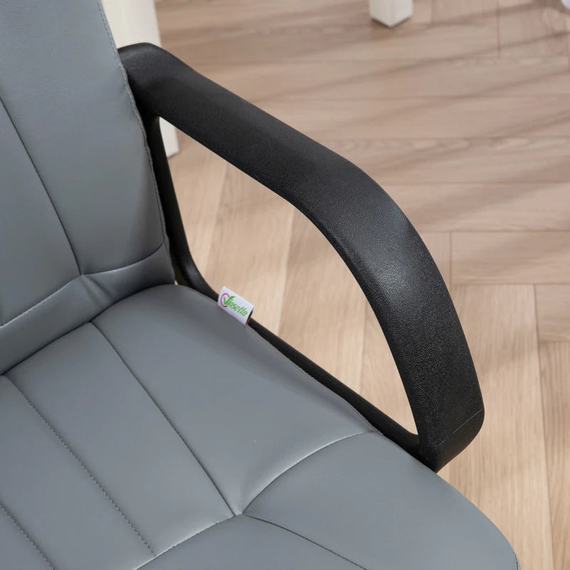 Ergonomic Grey PU Leather Office Chair - Adjustable Height, Swivel Wheels for Home Office & Study Comfort