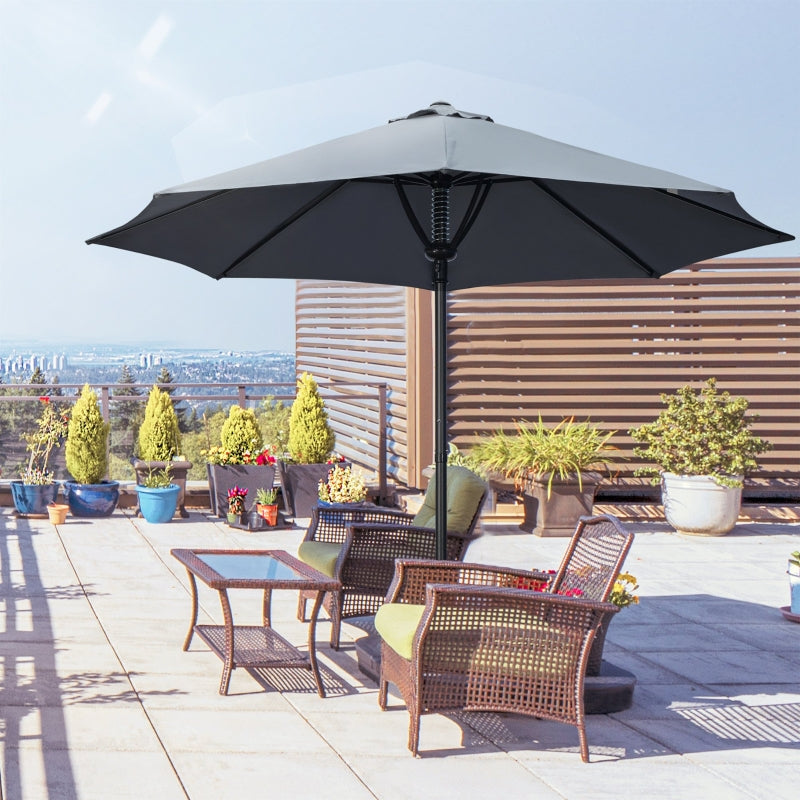 Grey 3m Outdoor Market Umbrella with 8 Ribs