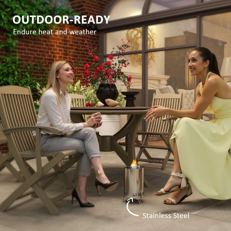 Portable Smokeless Fire Pit - 16x16cm Stainless Steel Wood Burning Tabletop Fire Pit for Garden & Camping - Silver Tone