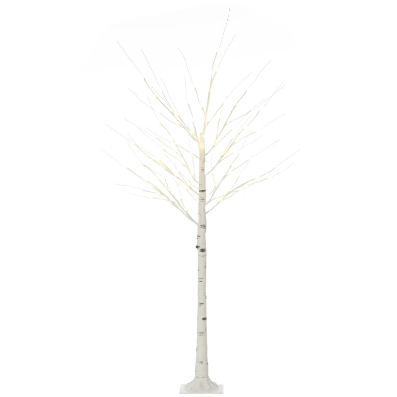 6ft Pre-Lit Artificial White Birch Tree with Warm White LED Lights - Indoor & Outdoor Decorative Lighting