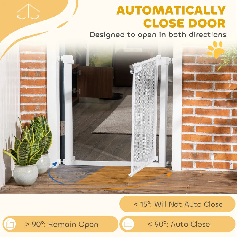 Adjustable Pet Safety Gate for Doorways & Staircases - 75-82cm Wide, White, Ideal for Hallways & Home Safety