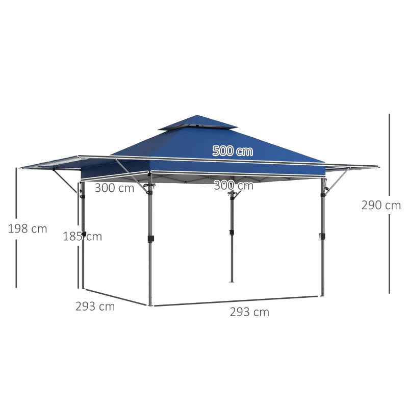 Blue 5x3m Adjustable Pop-Up Gazebo with Accessories