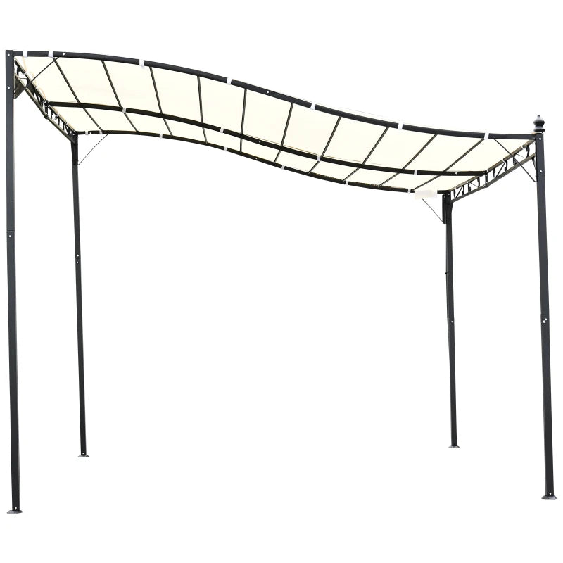 Wall Mounted Garden Porch Canopy - Black/Cream White, 3x3m