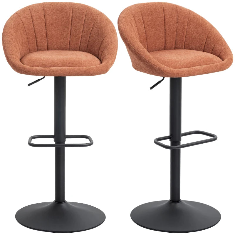 Set of 2 Stylish Orange Relaxed Tub Bar Stools - Modern Design for Kitchen & Home Bar Seating