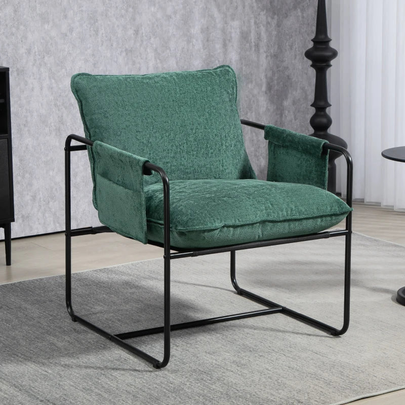 Stylish Minimal Padded Accent Chair with Pockets in Green for Modern Living Spaces