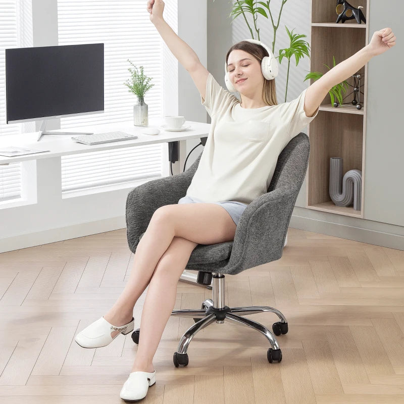 Luxurious Velvet-Feel Office Chair in Grey - Ergonomic Design for Comfort and Style - Perfect for Home or Office